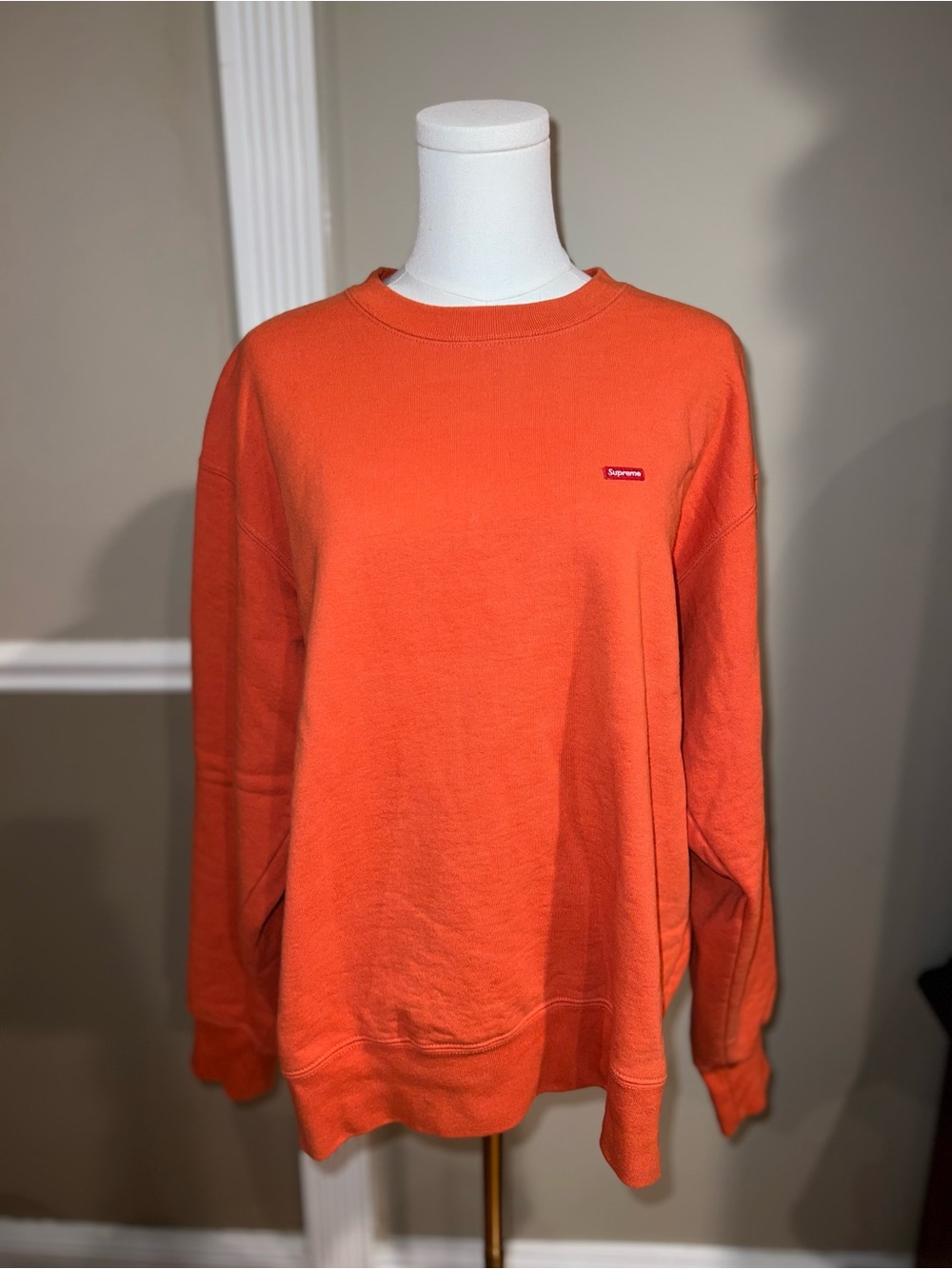 Supreme Orange Small Box Logo Crewneck